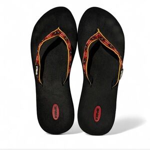 Teva Women's Black and Multicolor Strap Slide on Sandals Beach Casual Size 7